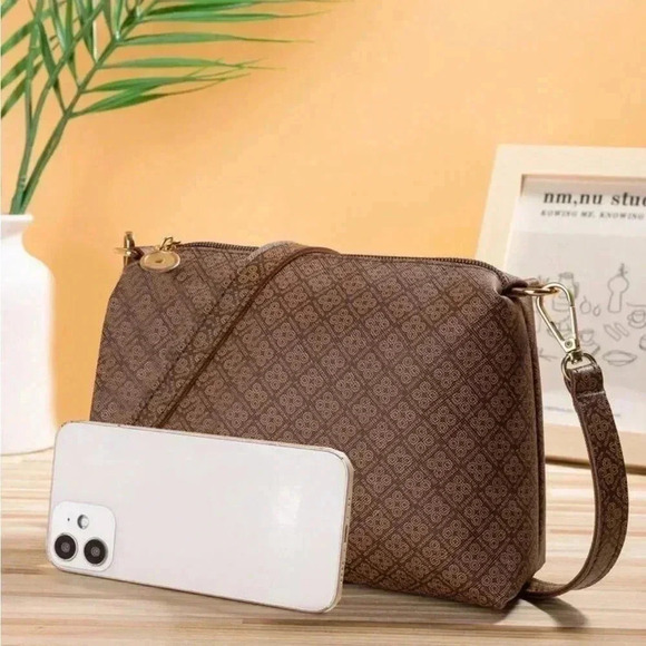 ⚠️Clearance Coffee Brown Small Patterned Shoulder / Crossbody Bag - Picture 3 of 4